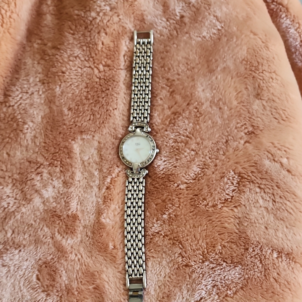 ESQ By Movado Silver Band Mother Of Pearl Face Watch Timeless Design